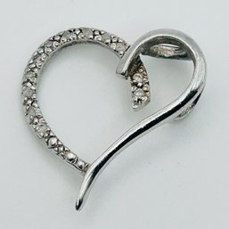 Diamond OTC Sterling, Silver Heart Pendant 1.73 G