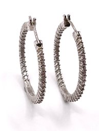 Sterling Rhinestone Hoop Earrings 4g