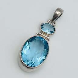 Blue Rhinestone Sterling Silver, Gorgeous Pendant, 5.83