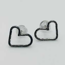 Sterling Silver Open Heart Stud Earrings .37