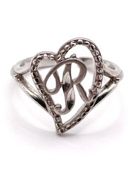 Sterling R In Heart Ring Size 7 3g