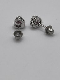 Sterling  Stud Earrings With Light Pink Stones   1.0g