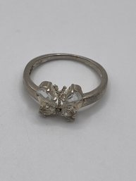 Sterling Butterfly Ring With Clear Stones   2.85g    Sz. 6