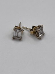 Sterling Stud Earrings With Clear Stones  2.05g