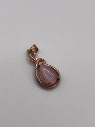 Sterling Romantic Rose Gold Toned Pendant With Pink Tear Drop Stone   2.24g