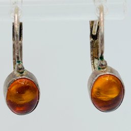 MNSN Amber Sterling Silver Jacket Drop Earrings 1.85 G