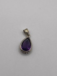 Sterling Tear Drop Gold Toned Pendant With Purple Stone 2.22g