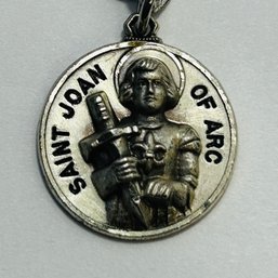Creed Sterling Silver Bracelet With Adjustable Chain. Pendant Marked Saint Joan Of Arc. 12.01g