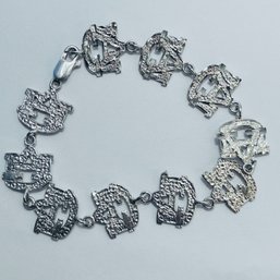Sterling Silver Bracelet With A And U Design. 9.42 G.