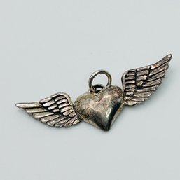 Sterling Silver Winged Heart Pendant 2.08 G