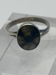 Sterling Silver Ring With Black Oval Stone Size 7, 2.24 G