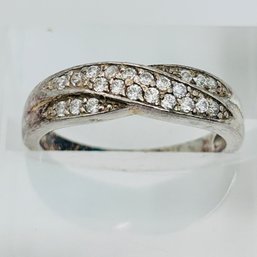 GSO Sterling Silver Cubic Zirconia Twisted Band Size 9, 3.49 G