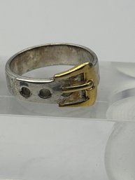 Sterling Silver Belt Buckle Design Ring Size 9, 6.04 G