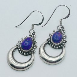 Sterling Silver Iolite Dangle Earrings, 5.36 G