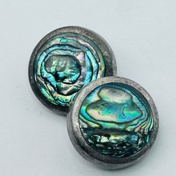 ATI Mexico, Sterling Silver Abalone Clip On Earrings 8.9 G