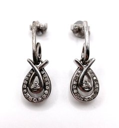 Sterling Clear Rhinestone Dangle Earrings 4g