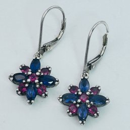 Sterling Silver Pink And Purple IOLITE Hinge Back Earrings