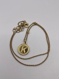 China - Sterling Gold Toned Chain With 'K' Monogram   5.43g    18'long