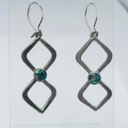 PARKER Sterling Silver Figure 8 Dang Earrings With Blue Stone 3.78 G