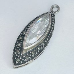 N Thailand, Sterling Silver MARCASITE Pendant With Glass Stone  3.54 G