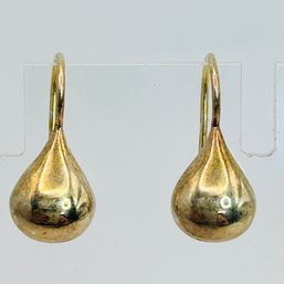 Sterling Silver Gold Toned Teardrop Earrings 1.38 G