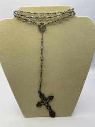Intricate Sterling Silver Rosary With Detailed Crucifix 36.87 G