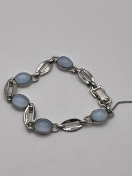 Sterling Chain Bracelet With Blue Stones   11.48g   Sz. 7.5