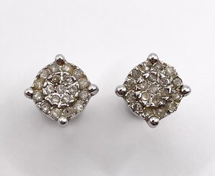 Sterling Clear Rhinestone Stud Earrings No Backs 2g