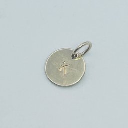 Sterling Silver Gold Colored K Medallion .47 G