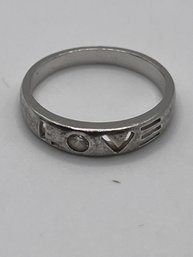 Sterling Ring With 'love' Cutout And Clear Gem  1.89g