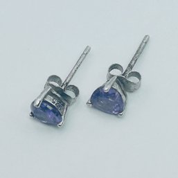 Sterling Silver Purple Studs .83 G