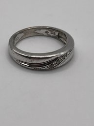 Sterling Band With Clear Stones   2.75g