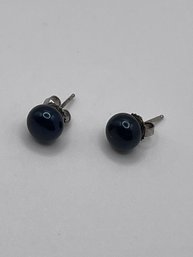 Sterling Stud Earrings With Black Bead 2.26g