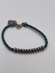 American West Leather Bracelet -with Sterling Pieces  6.82g
