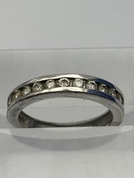 Sterling Silver Ring With Clear Stones Marked RP. Size 6, 3.05 G.