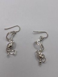 Sterling Twist And Ball Design Dangle Earrings  3.09g