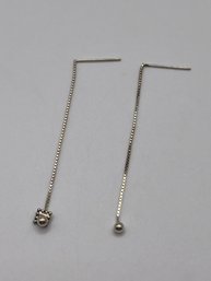 Sterling Earrings With Chain And Ball  0.80g