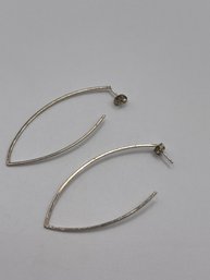 Sterling Leaf Shape Hoop Earrings 1.94g