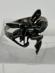 Sterling Silver Ring With Fairy Design. Size 8, 2.62 G.
