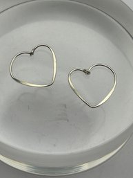 Sterling Silver Dainty Heart Earrings With Hook In Back. .60 G.