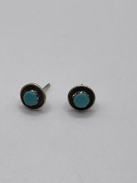 Sterling Stud Earrings With Turquoise Stone  0.87g