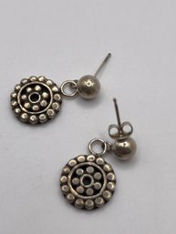 Sterling Dangle Earrings With Flower Design  6.20g