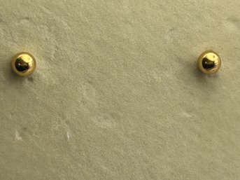 Sterling Silver Ball Stud Earrings Gold Colored. .88 G.