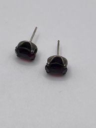 Sterling Stud Earrings With Purple Gems  1.23g
