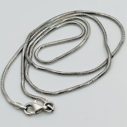 Italy Sterling Silver Round Snake Chain Necklace, 3.69 G