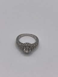 Sterling Ring With Big And Small Clear Gems  3.43g   Sz. 7