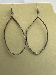 Sterling Silver Earrings, Dangle With Bronze Colored Beads And Hinged Back 5.6 G