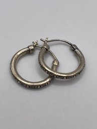 Sterling Marcasite Hoop Earrings  5.77g