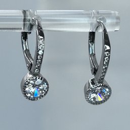 China  N Sterling Silver Jacket Earring With Beautiful Clear Stones. 2.13 G.