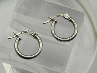 Sterling Silver Hoop Earrings With Hinge Opening 1.09 G